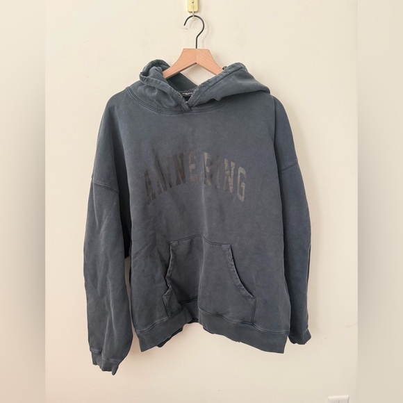 Anine Bing Dark Washed Black Harvey Sweatshirt Size XL - Picture 2 of 4